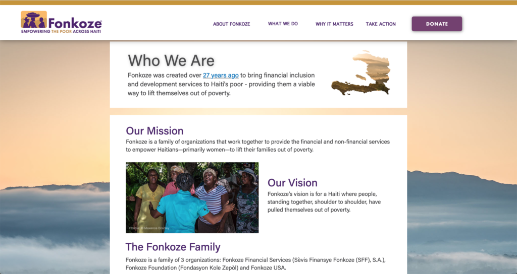 Fonkoze website screenshot